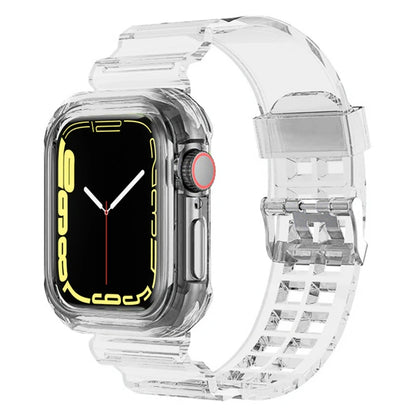 Clear Band + Case for Apple Watch Series 9 8 7 6 SE 5 49mm 45mm 44mm 42mm 41mm Transparent for iwatch 3 38mm 40mm Plastic Strap