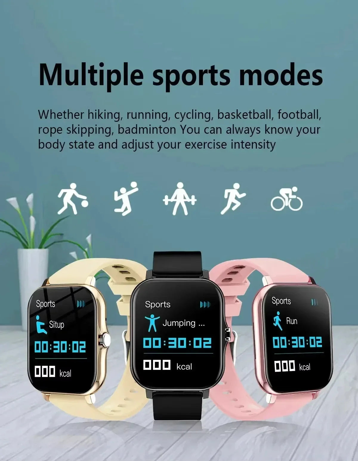 XIAOMI Smart Watch+Earphones Sport Fitness Watches Heart Rate Monitor Waterproof Smartwatch Women Men Gift For Phones Android