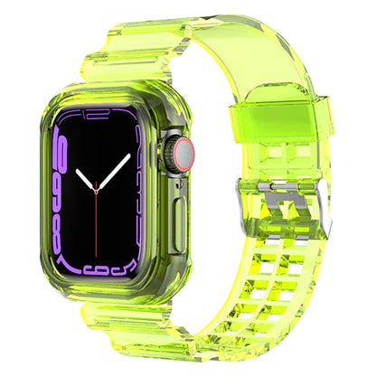 Clear Band + Case for Apple Watch Series 9 8 7 6 SE 5 49mm 45mm 44mm 42mm 41mm Transparent for iwatch 3 38mm 40mm Plastic Strap