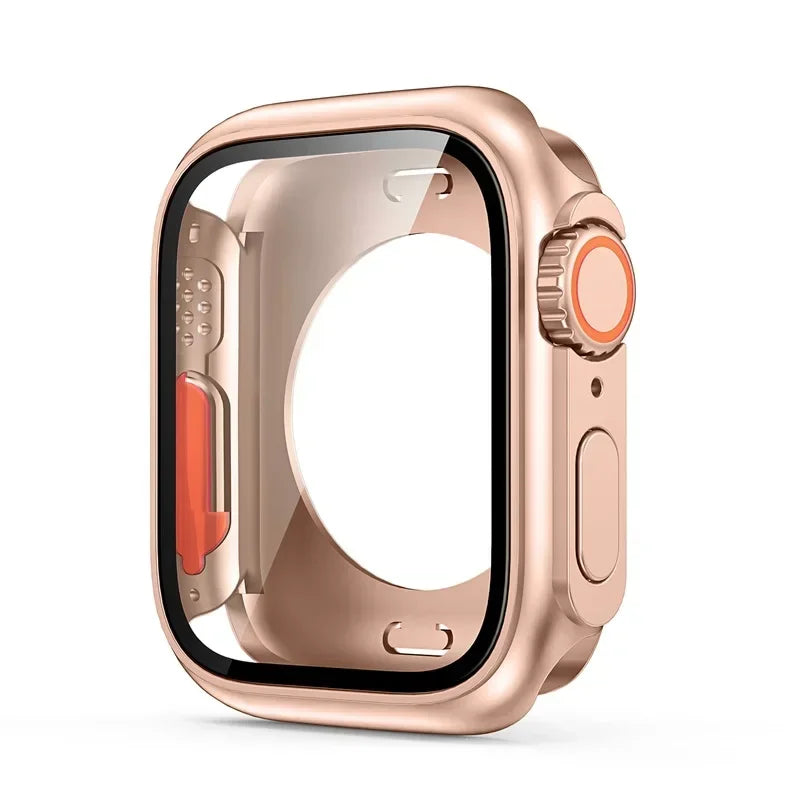 Tempered Glass+Cover For Apple Watch case 45mm 44mm 41mm 40mm Accessorie Screen bumper Protector for iwatch serie 9 8 7 6 SE 5 4