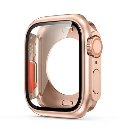 Tempered Glass+Cover For Apple Watch case 45mm 44mm 41mm 40mm Accessorie Screen bumper Protector for iwatch serie 9 8 7 6 SE 5 4