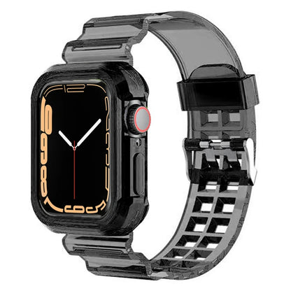 Clear Band + Case for Apple Watch Series 9 8 7 6 SE 5 49mm 45mm 44mm 42mm 41mm Transparent for iwatch 3 38mm 40mm Plastic Strap