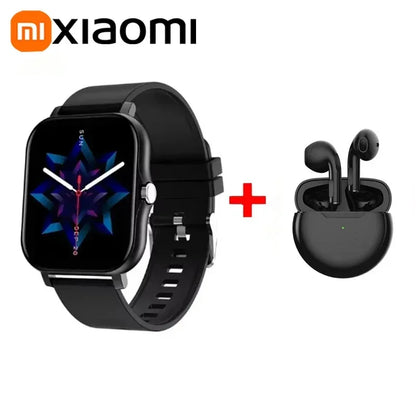 XIAOMI Smart Watch+Earphones Sport Fitness Watches Heart Rate Monitor Waterproof Smartwatch Women Men Gift For Phones Android