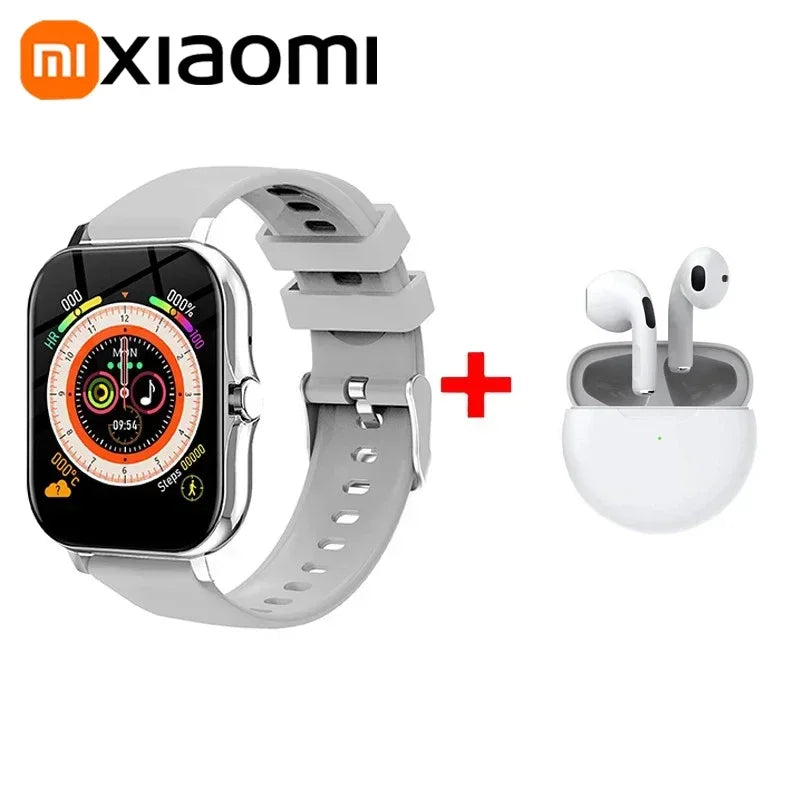 XIAOMI Smart Watch+Earphones Sport Fitness Watches Heart Rate Monitor Waterproof Smartwatch Women Men Gift For Phones Android