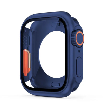 Tempered Glass+Cover For Apple Watch case 45mm 44mm 41mm 40mm Accessorie Screen bumper Protector for iwatch serie 9 8 7 6 SE 5 4