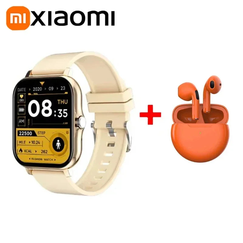 XIAOMI Smart Watch+Earphones Sport Fitness Watches Heart Rate Monitor Waterproof Smartwatch Women Men Gift For Phones Android